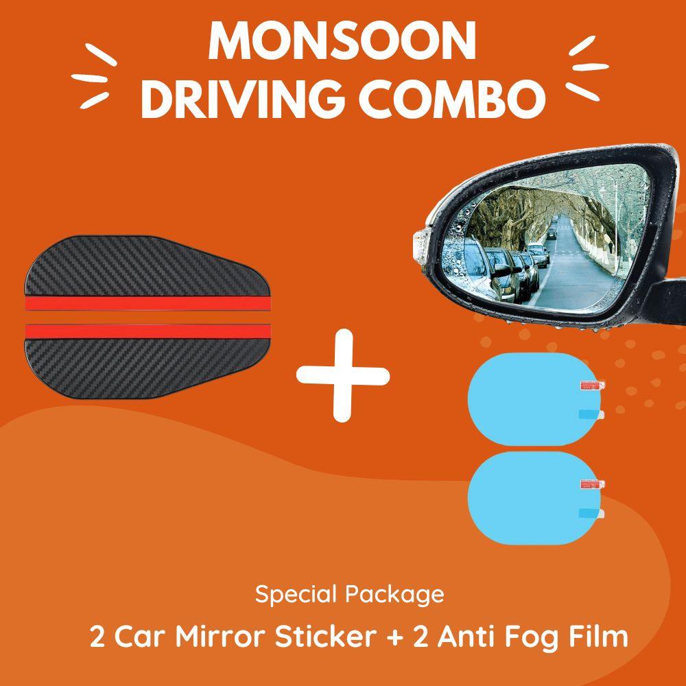 Monsoon Car Combo (2 Anti Fog Film + 2 Car Rain Protector Sticker)