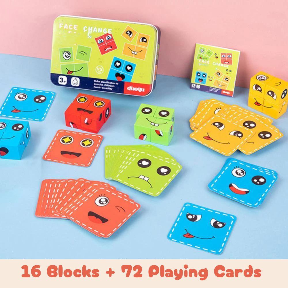 Crazy Puzzle Game For Kids ( 16 Blocks + 72 Playing Cards)