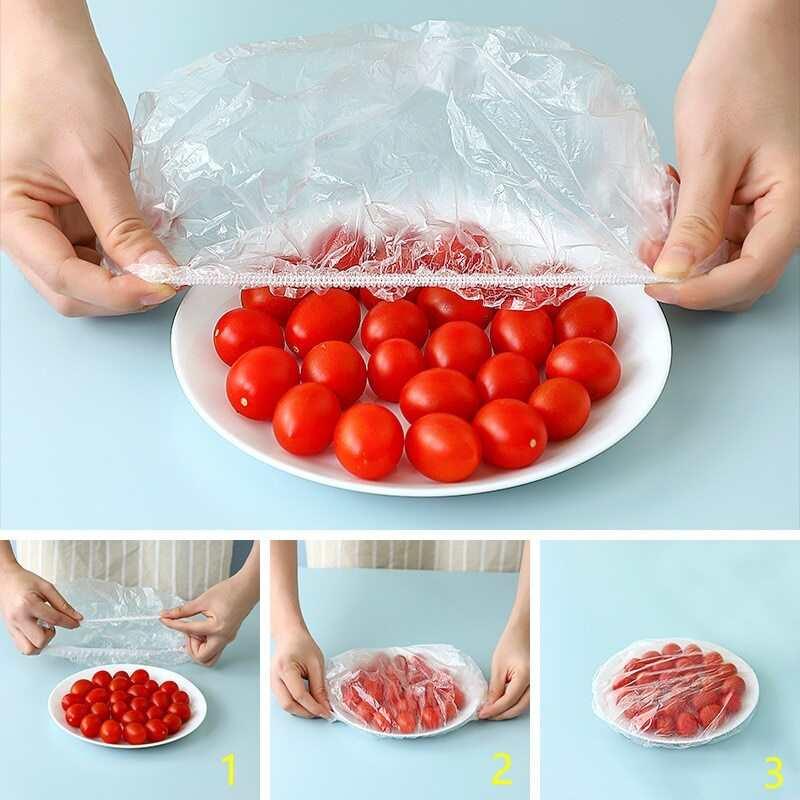 Reusable Elastic Storage Plastic Covers (Pack of 100) - GadgetsCay