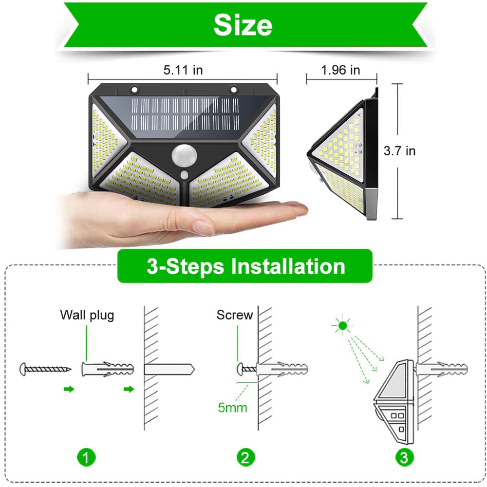 Solar 100 LED Sensor Night Light - GadgetsCay