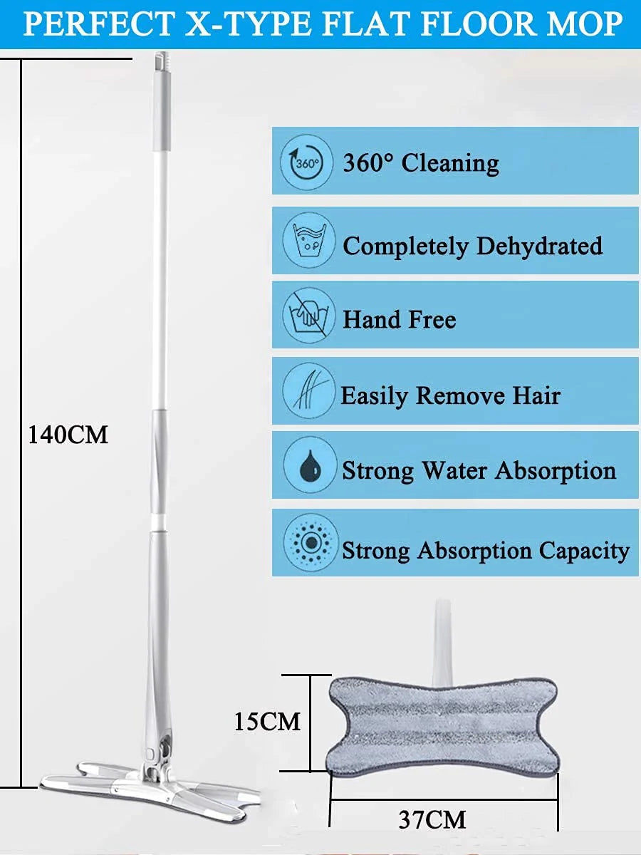 360 Degree AUTO X MOP for Home Replace Hand-free Wash Household Cleaning Tools